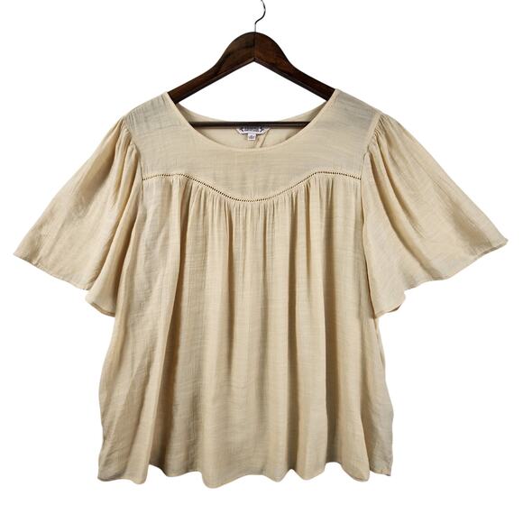 Nanette Lepore Curved Yoke Blouse Women’s SZ XL Beige Flowy Romantic EUC - Picture 1 of 12